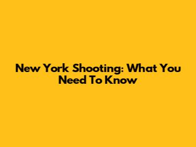 New York Shooting: What You Need To Know