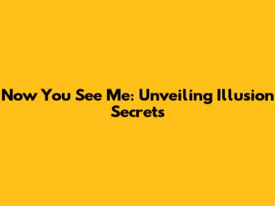 Now You See Me: Unveiling Illusion Secrets