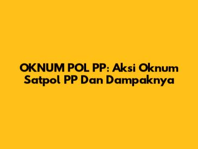 OKNUM POL PP: Aksi Oknum Satpol PP Dan Dampaknya
