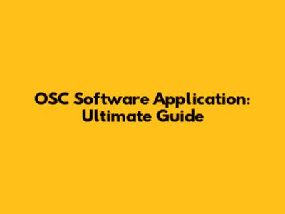 OSC Software Application: Ultimate Guide