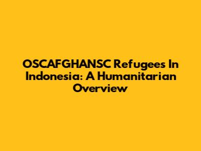 OSCAFGHANSC Refugees In Indonesia: A Humanitarian Overview