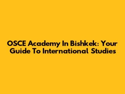 OSCE Academy In Bishkek: Your Guide To International Studies