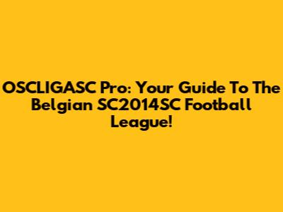 OSCLIGASC Pro: Your Guide To The Belgian SC2014SC Football League!