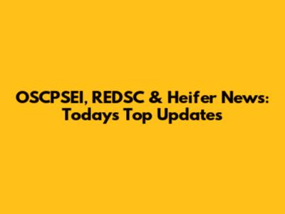 OSCPSEI, REDSC & Heifer News: Today's Top Updates