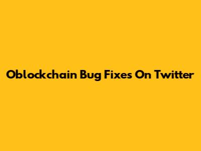 Oblockchain Bug Fixes On Twitter