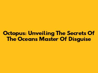 Octopus: Unveiling The Secrets Of The Ocean's Master Of Disguise