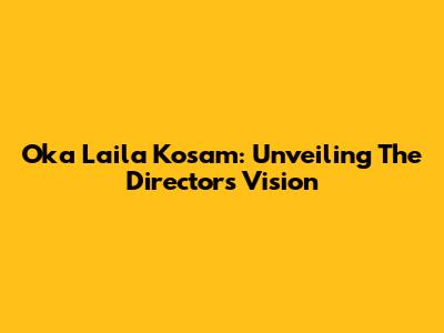 Oka Laila Kosam: Unveiling The Director's Vision
