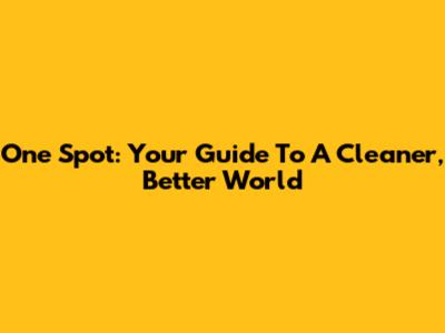 One Spot: Your Guide To A Cleaner, Better World