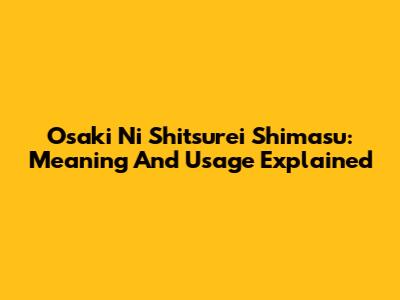Osaki Ni Shitsurei Shimasu: Meaning And Usage Explained