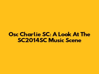 Osc Charlie SC: A Look At The SC2014SC Music Scene