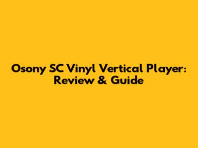 Osony SC Vinyl Vertical Player: Review & Guide