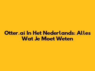 Otter.ai In Het Nederlands: Alles Wat Je Moet Weten