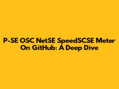 P-SE OSC NetSE SpeedSCSE Meter On GitHub: A Deep Dive