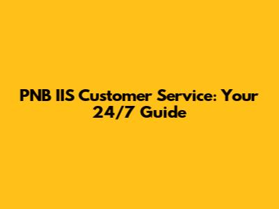 PNB IIS Customer Service: Your 24/7 Guide