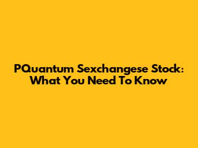 PQuantum Sexchangese Stock: What You Need To Know