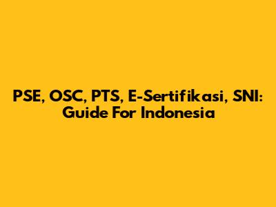 PSE, OSC, PTS, E-Sertifikasi, SNI: Guide For Indonesia