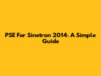 PSE For Sinetron 2014: A Simple Guide