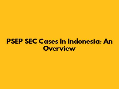 PSEP SEC Cases In Indonesia: An Overview