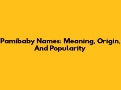 Pamibaby Names: Meaning, Origin, And Popularity