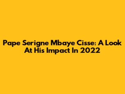 Pape Serigne Mbaye Cisse: A Look At His Impact In 2022