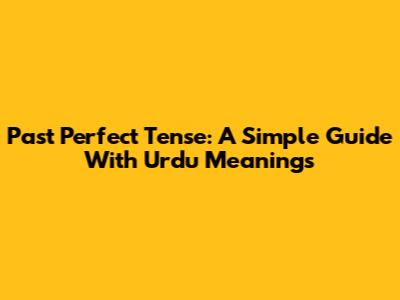 Past Perfect Tense: A Simple Guide With Urdu Meanings