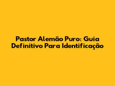 Pastor Alemão Puro: Guia Definitivo Para Identificação