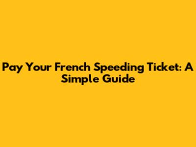 Pay Your French Speeding Ticket: A Simple Guide