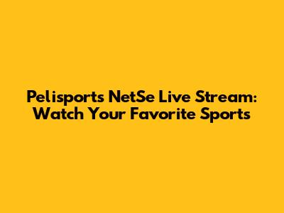 Pelisports NetSe Live Stream: Watch Your Favorite Sports