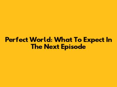 Perfect World: What To Expect In The Next Episode