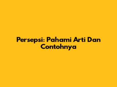 Persepsi: Pahami Arti Dan Contohnya