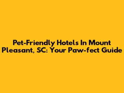 Pet-Friendly Hotels In Mount Pleasant, SC: Your Paw-fect Guide
