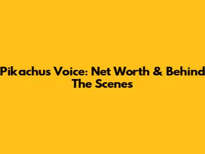 Pikachu's Voice: Net Worth & Behind The Scenes