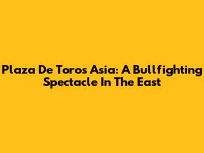Plaza De Toros Asia: A Bullfighting Spectacle In The East