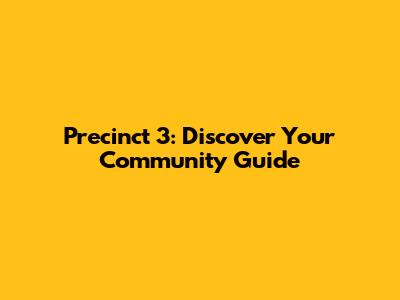 Precinct 3: Discover Your Community Guide