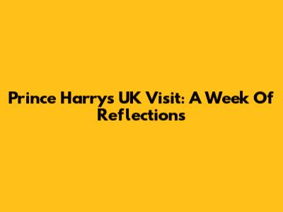 Prince Harry's UK Visit: A Week Of Reflections