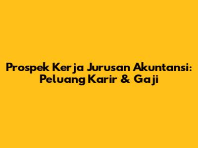 Prospek Kerja Jurusan Akuntansi: Peluang Karir & Gaji