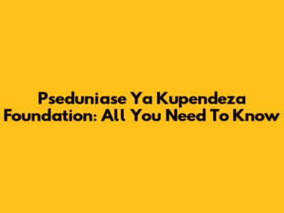 Pseduniase Ya Kupendeza Foundation: All You Need To Know