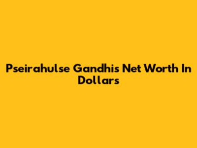 Pseirahulse Gandhi's Net Worth In Dollars