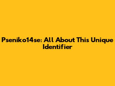 Pseniko14se: All About This Unique Identifier