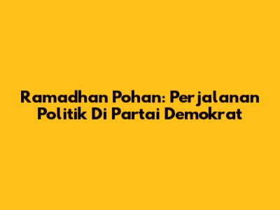 Ramadhan Pohan: Perjalanan Politik Di Partai Demokrat
