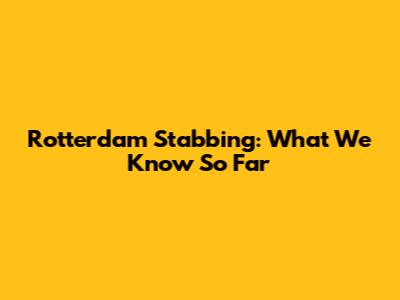Rotterdam Stabbing: What We Know So Far