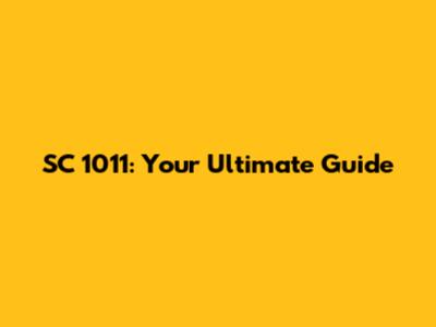 SC 1011: Your Ultimate Guide