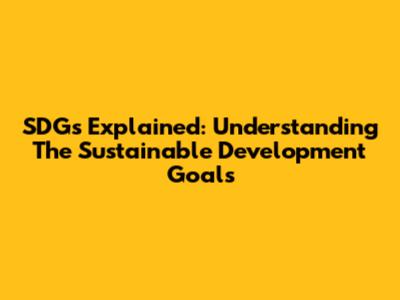 SDGs Explained: Understanding The Sustainable Development Goals