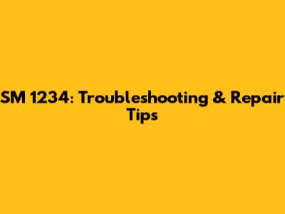 SM 1234: Troubleshooting & Repair Tips