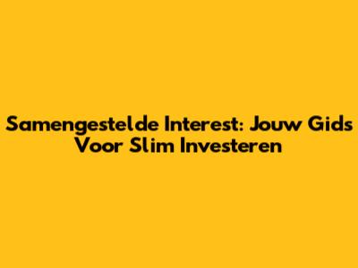 Samengestelde Interest: Jouw Gids Voor Slim Investeren