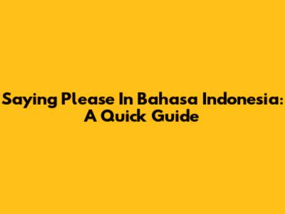 Saying Please In Bahasa Indonesia: A Quick Guide