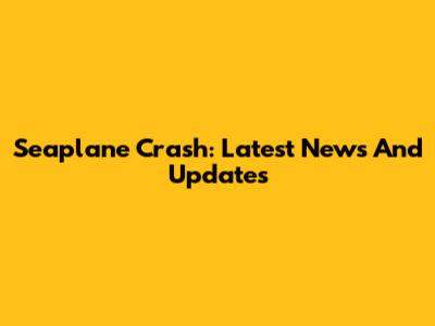 Seaplane Crash: Latest News And Updates