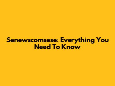 Senewscomsese: Everything You Need To Know