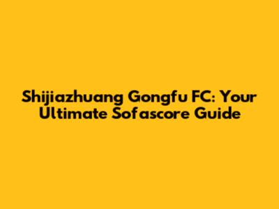 Shijiazhuang Gongfu FC: Your Ultimate Sofascore Guide