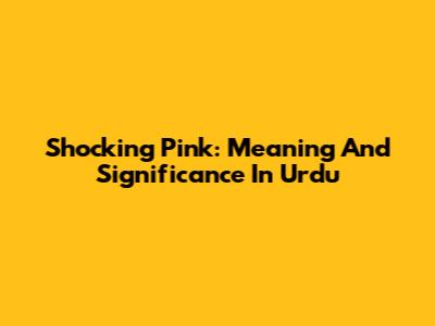 Shocking Pink: Meaning And Significance In Urdu